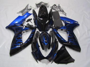 Noir Bleu Flamme Carénage Suzuki GSXR 750 K6 2006-2007