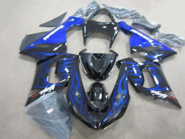 Noir Bleu Flamme Ninja 636 Carénage Kawasaki ZX6R 2005-2006