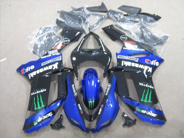 Noir Bleu Vert Monster Carénage Kawasaki ZX6R 2007-2008 Noir Bleu Vert Monster Carénage Kawasaki ZX6R 2007-2008