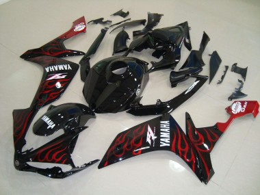 Noir Brillant Flamme Carénage Yamaha R1 2007-2008