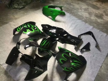 Noir Brillant Vert Flamme Carénage Kawasaki ZX9R 2000-2001