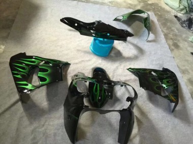 Noir Brillant Vert Flamme Carénage Kawasaki ZX9R 2002-2003