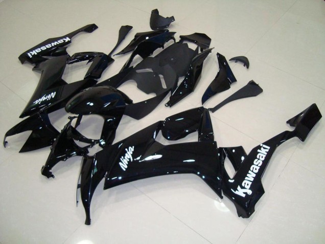 Noir Brillant avec Blanc Décalque Carénage Kawasaki ZX10R 2008-2010