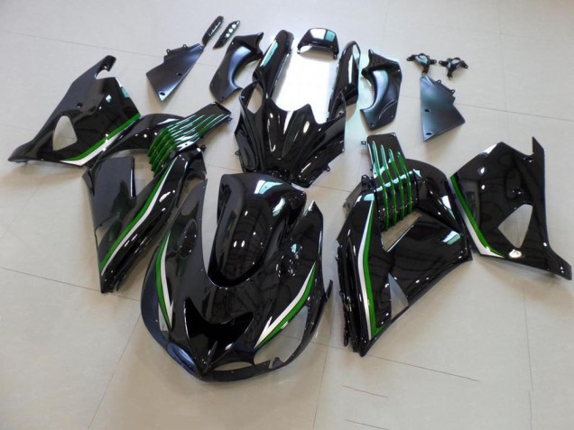Noir Brillant avec Ligne Verte Carénage Kawasaki ZX14R ZZR 1400 2006-2011 Noir Brillant avec Ligne Verte Carénage Kawasaki ZX14R ZZR 1400 2006-2011