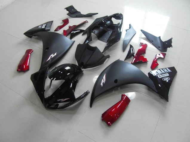 Noir Mat Rouge Carénage Yamaha R1 2012-2014 Noir Mat Rouge Carénage Yamaha R1 2012-2014