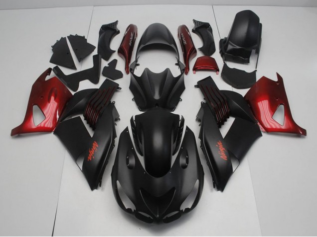 Noir Mat et Rouge Carénage Kawasaki ZX14R ZZR 1400 2006-2011 Noir Mat et Rouge Carénage Kawasaki ZX14R ZZR 1400 2006-2011