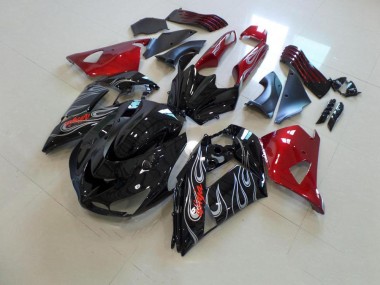 Noir Nd Rouge Argent Flamme Carénage Kawasaki ZX14R ZZR 1400 2006-2011