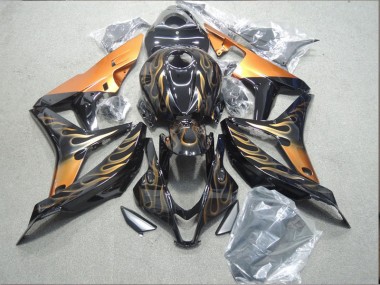 Noir Orange Flamme Carénage Honda CBR 600 RR 2007-2008