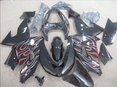 Noir Rouge Blanc Flamme Ninja Carénage Kawasaki ZX10R 2006-2007