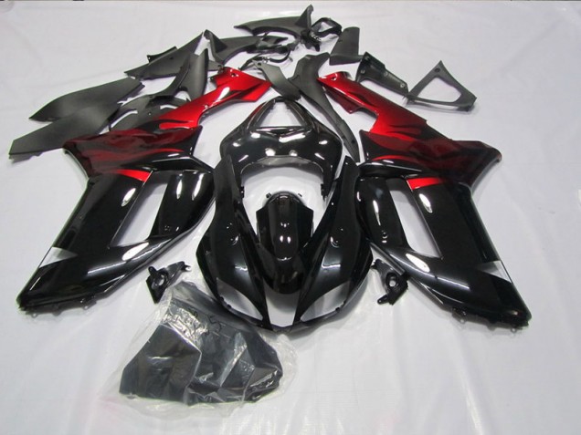 Noir Rouge Carénage Kawasaki ZX6R 2007-2008 Noir Rouge Carénage Kawasaki ZX6R 2007-2008