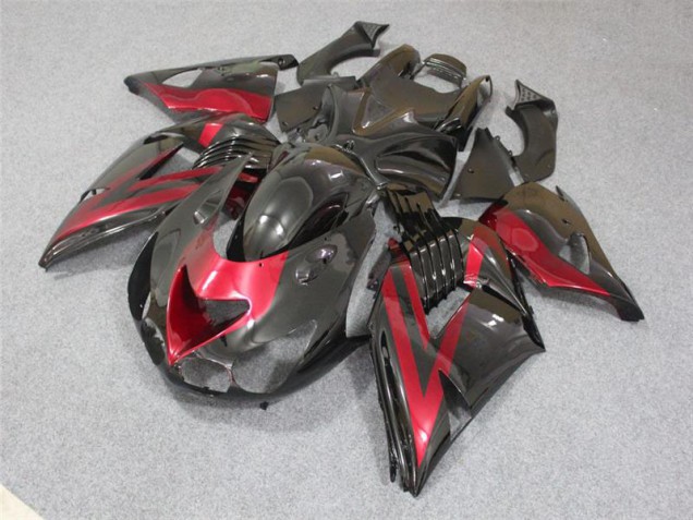 Noir Rouge Carénages Kawasaki ZX14R ZZR 1400 2006-2011 Noir Rouge Carénages Kawasaki ZX14R ZZR 1400 2006-2011