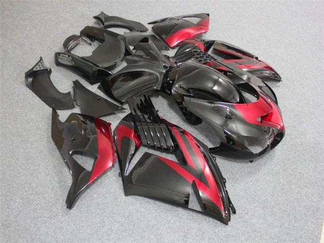Noir Rouge Carénages Kawasaki ZX14R ZZR 1400 2006-2011 Noir Rouge Carénages Kawasaki ZX14R ZZR 1400 2006-2011