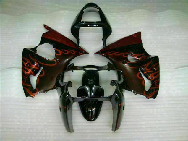 Noir Rouge Flamme Carénage Kawasaki ZX6R 2000-2002 Noir Rouge Flamme Carénage Kawasaki ZX6R 2000-2002