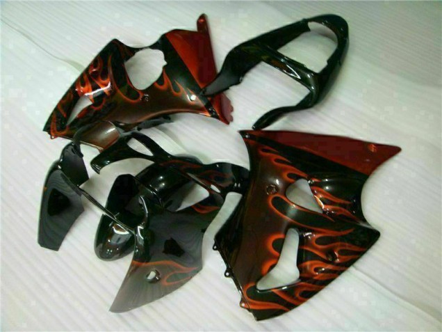 Noir Rouge Flamme Carénage Kawasaki ZX6R 2000-2002 Noir Rouge Flamme Carénage Kawasaki ZX6R 2000-2002