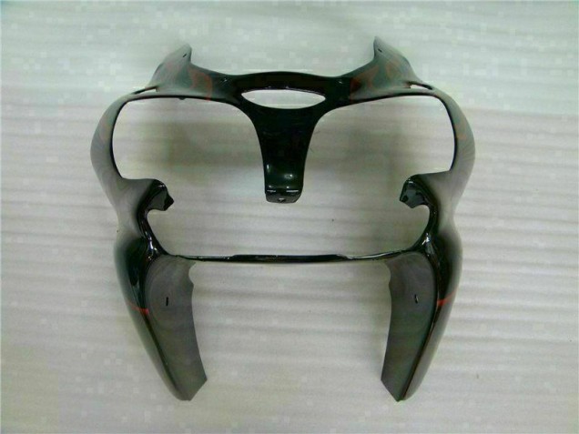 Noir Rouge Flamme Carénage Kawasaki ZX6R 2000-2002 Noir Rouge Flamme Carénage Kawasaki ZX6R 2000-2002