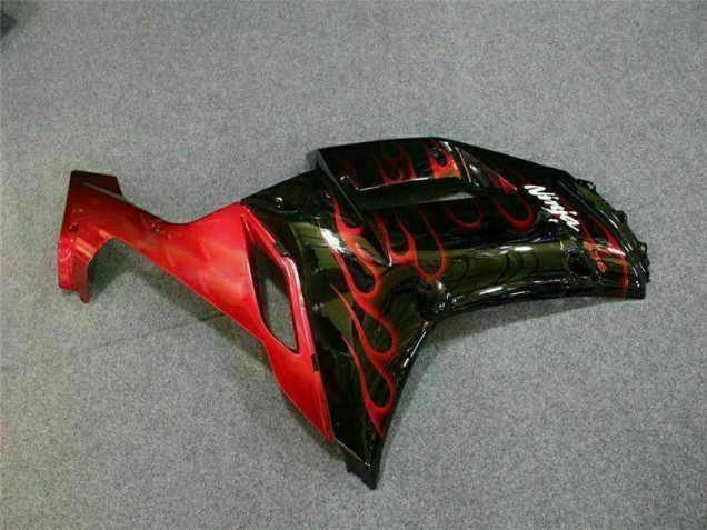 Noir Rouge Flamme Carénage Kawasaki ZX6R 2007-2008 Noir Rouge Flamme Carénage Kawasaki ZX6R 2007-2008