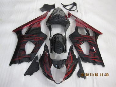 Noir Rouge Flamme Carénage Suzuki GSXR 1000 K3 2003-2004