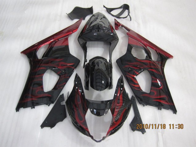 Noir Rouge Flamme Carénage Suzuki GSXR 1000 K3 2003-2004 Noir Rouge Flamme Carénage Suzuki GSXR 1000 K3 2003-2004