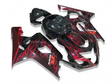 Noir Rouge Flamme Carénage Suzuki GSXR 600 / 750 K4 2004-2005