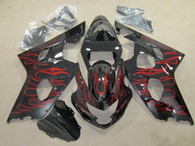 Noir Rouge Flamme Carénage Suzuki GSXR 600 K4 2004-2005