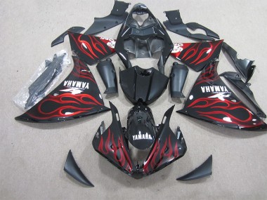 Noir Rouge Flamme Carénage Yamaha R1 2012-2014