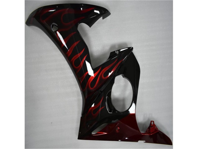 Noir Rouge Flamme Carénage Yamaha R6 2003-2005 Noir Rouge Flamme Carénage Yamaha R6 2003-2005