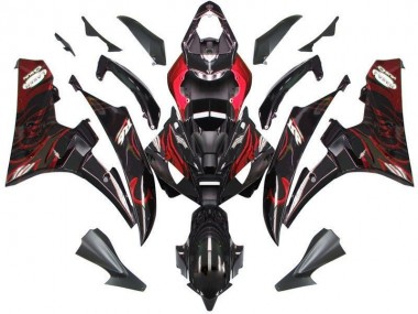 Noir Rouge Flamme Carénage Yamaha R6 2006-2007