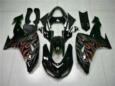 Noir Rouge Flamme Carénages Kawasaki ZX10R 2006-2007
