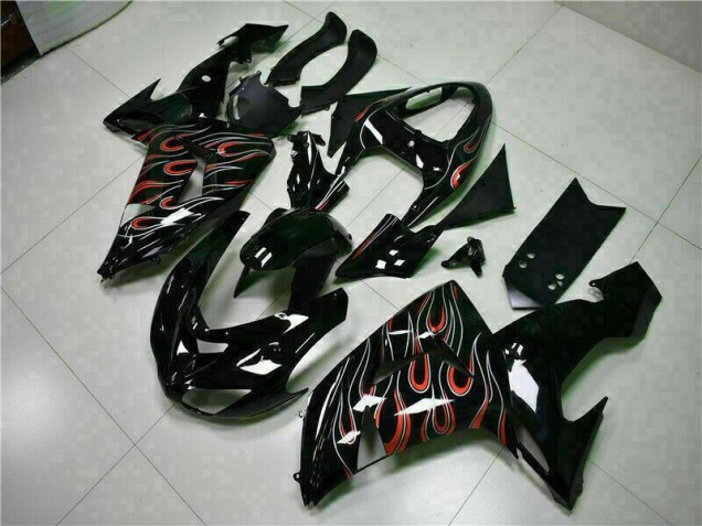Noir Rouge Flamme Carénages Kawasaki ZX10R 2006-2007 Noir Rouge Flamme Carénages Kawasaki ZX10R 2006-2007