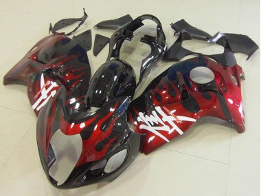 Noir Rouge Flamme Carénages Suzuki GSXR 1300 Hayabusa 1996-2007