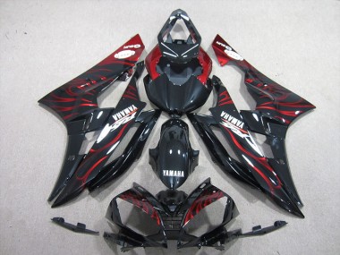 Noir Rouge Flamme Carénages Yamaha R6 2006-2007