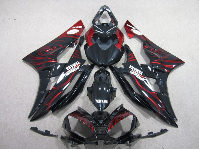 Noir Rouge Flamme Carénages Yamaha R6 2006-2007 Noir Rouge Flamme Carénages Yamaha R6 2006-2007