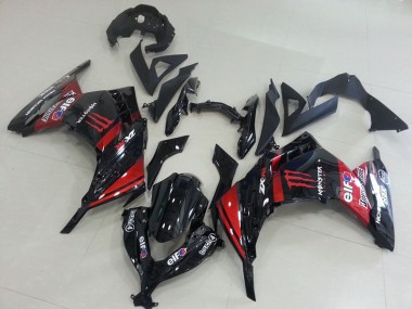 Noir Rouge Monster Carénage Kawasaki ZX 300R 2013-2016