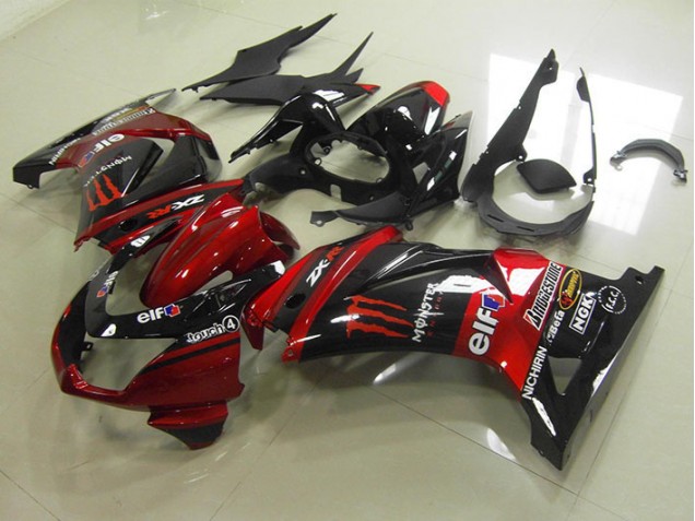 Noir Rouge Monster Carénages Kawasaki ZX 250R 2008-2012 Noir Rouge Monster Carénages Kawasaki ZX 250R 2008-2012