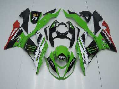 Noir Vert Blanc Monster Carénage Kawasaki ZX6R 2013-2018