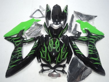 Noir Vert Flamme Carénage Suzuki GSXR 600 K8 2008-2010