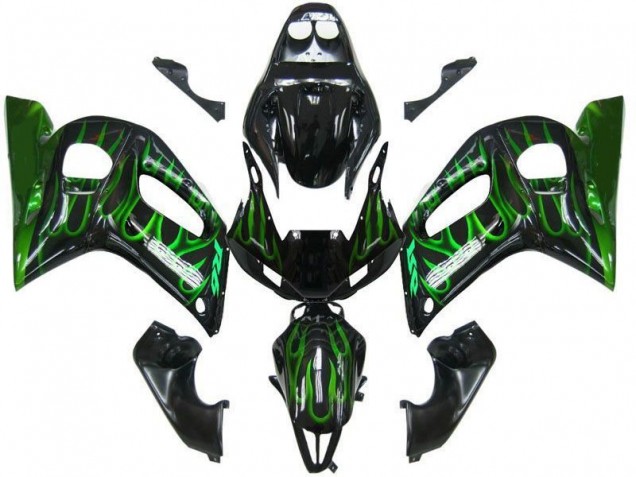 Noir Vert Flamme Carénage Yamaha R6 1998-2002 Noir Vert Flamme Carénage Yamaha R6 1998-2002
