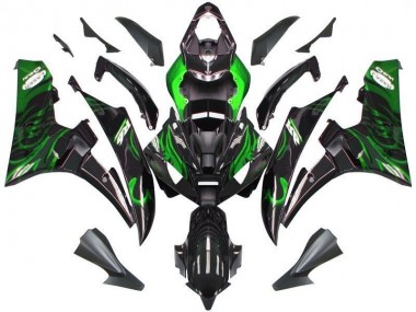 Noir Vert Flamme Carénage Yamaha R6 2006-2007