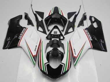 Noir Vert et Blanc Carénage Ducati 848 1098 1198 2007-2014