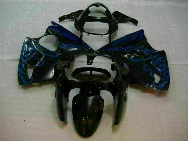 Noir avec Bleu Flamme Carénage Kawasaki ZX6R 2000-2002 Noir avec Bleu Flamme Carénage Kawasaki ZX6R 2000-2002