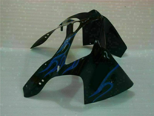 Noir avec Bleu Flamme Carénage Kawasaki ZX6R 2000-2002 Noir avec Bleu Flamme Carénage Kawasaki ZX6R 2000-2002