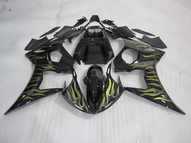 Noir avec Jaune Flamme Carénage Yamaha R6 2003-2005 Noir avec Jaune Flamme Carénage Yamaha R6 2003-2005