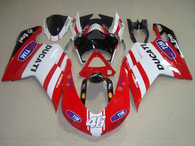 Rouge Blanc 46 Carénage Ducati 848 1098 1198 2007-2014 Rouge Blanc 46 Carénage Ducati 848 1098 1198 2007-2014