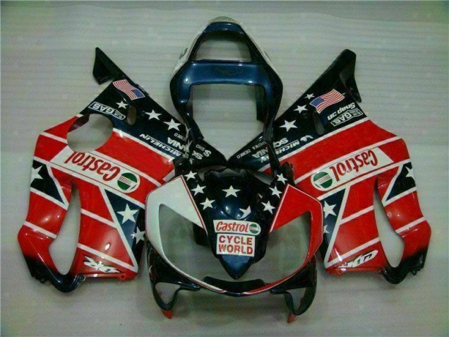 Rouge Blanc Bleu Castrol Cycle World Carénage Honda CBR 600 F4i 2001-2003 Rouge Blanc Bleu Castrol Cycle World Carénage Honda CBR 600 F4i 2001-2003