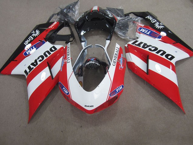 Rouge Blanc Generali Tim Carénage Ducati 1098 2007-2014 Rouge Blanc Generali Tim Carénage Ducati 1098 2007-2014