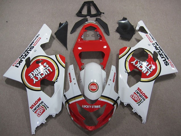Rouge Blanc Lucky Strike Motul Carénage Suzuki GSXR 600 K4 2004-2005 Rouge Blanc Lucky Strike Motul Carénage Suzuki GSXR 600 K4 2004-2005