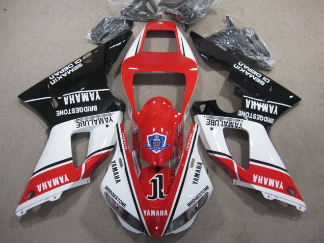 Rouge Blanc Noir 50 Carénage Yamaha R1 1998-1999 Rouge Blanc Noir 50 Carénage Yamaha R1 1998-1999