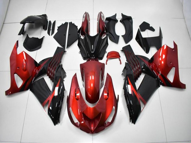 Rouge Noir Carénage Kawasaki ZX14R ZZR 1400 2006-2011 Rouge Noir Carénage Kawasaki ZX14R ZZR 1400 2006-2011