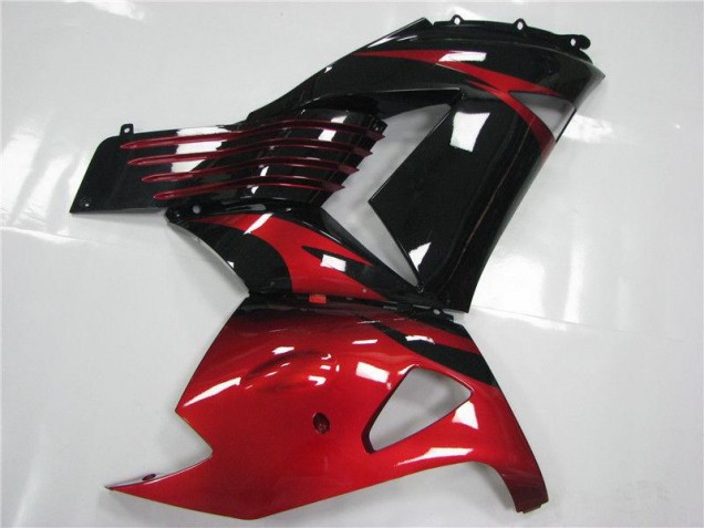 Rouge Noir Carénage Kawasaki ZX14R ZZR 1400 2006-2011 Rouge Noir Carénage Kawasaki ZX14R ZZR 1400 2006-2011