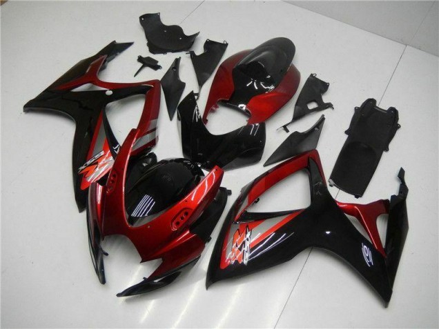 Rouge Noir Carénage Suzuki GSXR 600 / 750 K6 2006-2007 Rouge Noir Carénage Suzuki GSXR 600 / 750 K6 2006-2007